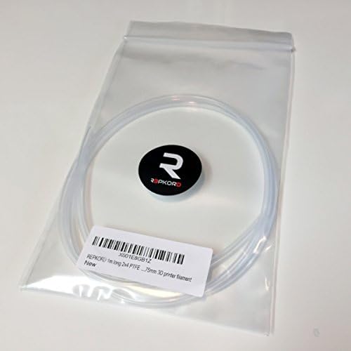 REPKORD 1m long 2x4 PTFE / Teflon Clear tubing 2mm interior diameter ID 4mm outer diameter OD for 1.75mm 3D printer filament
