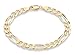 MiaBella 18K Gold Over Sterling Silver Italian 7mm Solid Diamond-Cut Figaro Link Chain Bracelet for Men, 8
