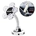 Magic Sucker Cell Phone Holder,SKYLMW Pocketable 360 Degree Rotatable Multi-Angle Dashboard Car Use Metal Flowers Suction Cup Mount Stand for Universal Mobile Phone More,One-Sided Viscose/Silver