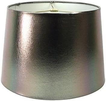 Silver Leather Hardback Drum Lampshade 11x13x9 (Spider) Table Lamp Shade