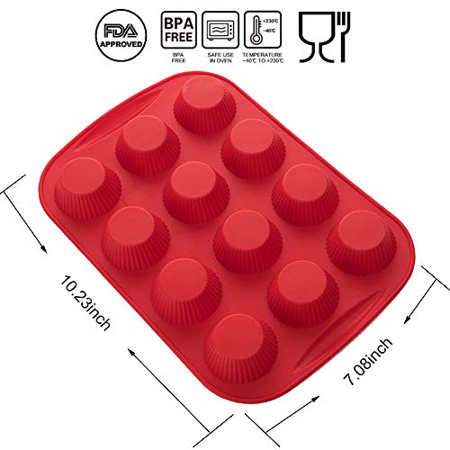 Aokinle Silicone Mini Muffin Pan,12 Cupcake Pan,Set of 3 Mini Baking Molds,Non Stick,BPA Free.