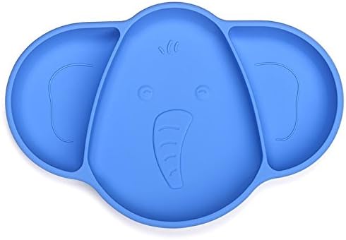 Best Suction Plates for Toddlers |Baby Plates with Suction Elephant Silicone Placemat | Baby Feeding Suction Plate Placemat with Dust Proof Lid | Baby Eating Supplies |BPA Free Toddler
