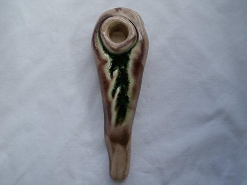 Handmade Tobacco Smoking Pipe, "Wicked Fused" Glass & Glaze to Stoneware