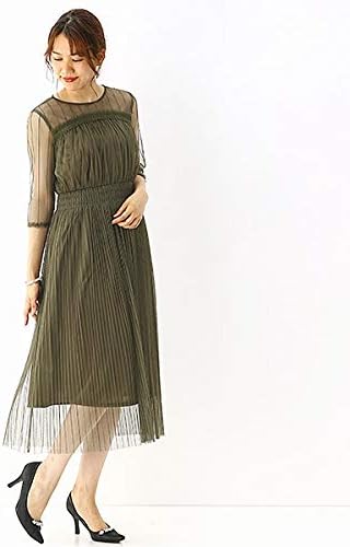 Amazon アンフィニ Infine 結婚式 二次会 パーティー おしゃれ着 プリーツワンピース 31グリーン 9ゴウ ワンピース チュニック 通販