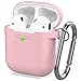AhaStyle Upgrade Silicone Case Protective Cover [Front LED Visible] Compatible with Apple AirPods 2 & 1 (Pink)