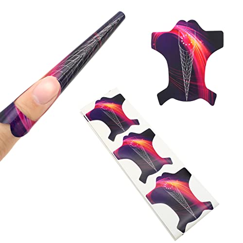 Professional Stiletto Nail Forms 100Pcs for Builder Gel Polygel, Nail Art Extension Sticker Self-adhesive Nail Art Tips Guide Stickers for Acrylic Gel Nail Extension Art