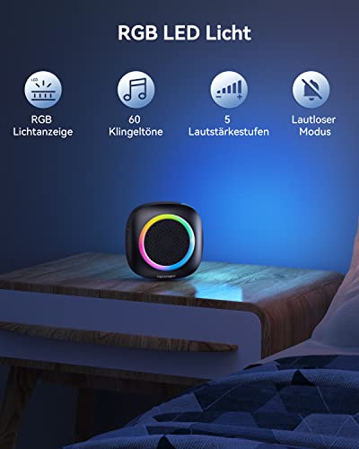 TECKNET Wireless Doorbell with Batteries, RGB Wireless Doorbell Outdoor Waterproof IP66 with 2 Receivers, 400M Range, 5 Volume Levels and 60 Melodies for Home, Hotel, Office, Emergency
