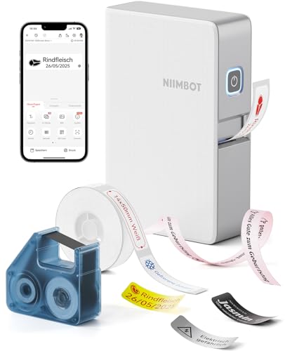 41LVfNPUdBL Niimbot N1 Etikettendrucker, B18 Upgrade Selbstklebendes Etikettiergerät Beschriftungsgerät, Tragbarer Thermotransfer Label Printer Farbdruck Etiketten Nterstützt Das Drucken Von Geschenkbändern