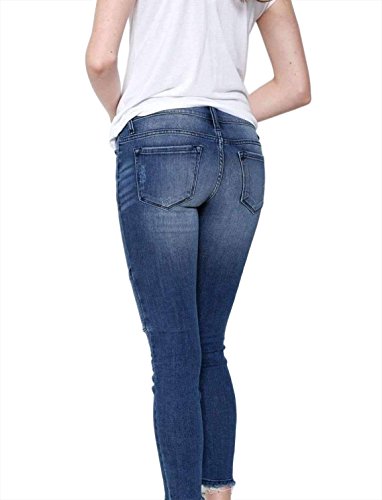 7 Encounter Kancan Women's Distressed Motto Denim Ankle Skinny Medium Wash KC8201D Size 5