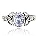 925 Sterling Silver 9 mm Oval Lavender Cubic Zirconia Celtic Triquetra Band Ring
