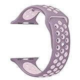 OULUOQI for Apple Watch Band 38mm, Soft Silicone Replacement Band for Apple Watch Series 3, Series 2, Series 1, Sport , Edition, M/L Size ( Violet Dust/Plum Fog )
