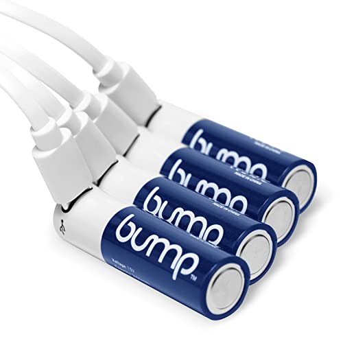BUMP AA Rechargeable Batteries 4 Pack Lithium Ion, High Output