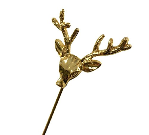 Men's Deer Reindeer Buck Head Lapel Stick Pin For Formal Wear (Gold)