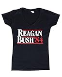Shop4Ever® Reagan Bush 84 Women's V-Neck Republican Presidential Campaign Shirts SLIM FIT