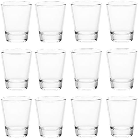 Shot Glasses Round 1.5 oz with Heavy Base Clear Whiskey Glass Set of 12 (12)
