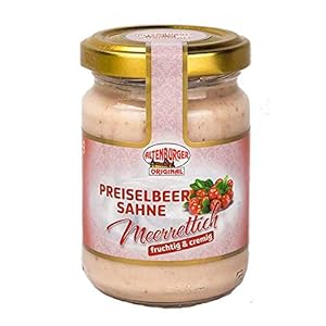 Altenburger Original Preiselbeer Sahne Meerrettich, 140g im Glas, fruchtig-cremiger Genuss passend zu Wild und Käse