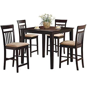 5-piece Counter Height Dining Set Cappuccino and Tan