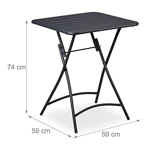 Relaxdays Balkontisch klappbar, Gartentisch quadratisch, HxBxT: 74 x 59 x 59 cm, wetterfest, Klapptisch Stahl, anthrazit, 10036105 – Bild 5