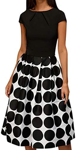 RUIVE Women’s Dresses Casual Summer Polka Dot Print Pocket Night Party Prom Cocktail Short Sleeve Knee-Length Sundress