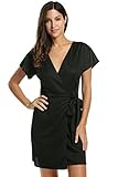 Meaneor Women's Short Sleeve V Neck Midi Wrap Dress With Belt