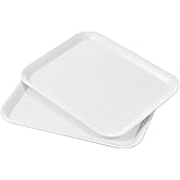 Blue Boat 17" x 12.5" Rectangular Serving Trays Set of 2 White, Melamine Serving Platter, Light Weight Easy to Clean Sturdy Stackable BPA-Free Dishwasher Safe