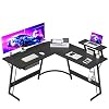 CubiCubi L Shaped Gaming Desk, 51.2″ Home Office Gaming Desk, Corner Desk with Large Monitor Stand, Non-Woven Drawer, Black