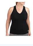 Danskin Now Womens Plus-Size Dri-More racerback mesh tank with built in bra - Gym workout (2X (18W - 20W), Black)