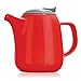Tealyra - Daze Ceramic Large Teapot Red - 47-ounce (6-7 cups) - With Stainless Steel Lid Extra-Fine Infuser for Loose Leaf Tea - 1400ml