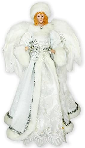 Ivory Robes and White Feather Angel 16 inch Plush Christmas Tree Topper Decoration