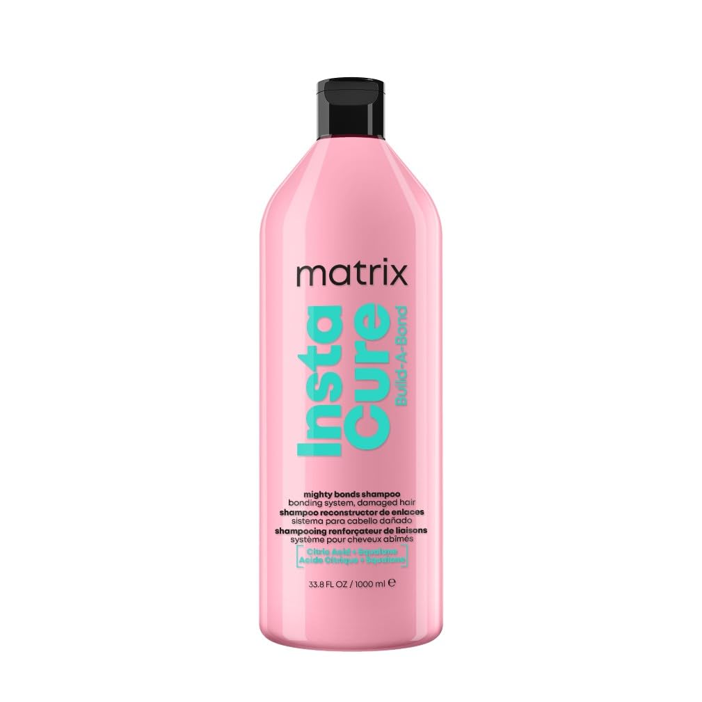 Matrix Instacure Build-A-Bond, Mighty Bonds Shampoo, Repairing Formula, For Damaged Hair, With Citric Acid and Squalane, Strengthens From the Inside, Smooths and Softens, 1L