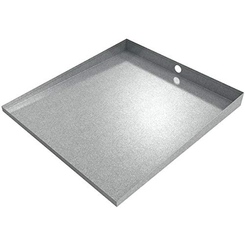 25" x 27" Compact Front-Load Washer Floor Tray with Drain (Galvanized Steel) - Thumbnail 3