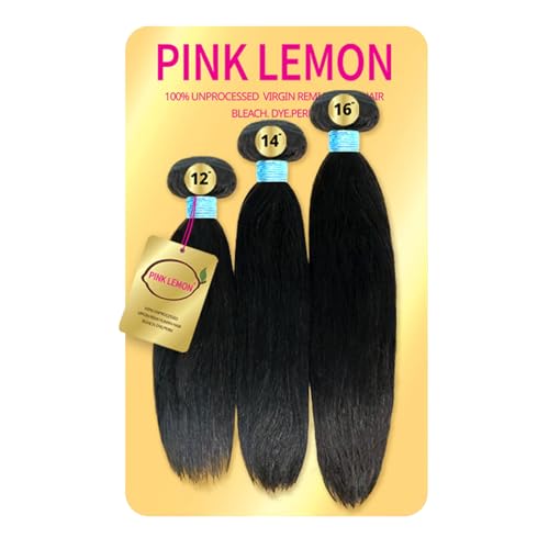 Pink Lemon Virgin Human Hair Weave 3 Bundles Straight (NATURAL, 16