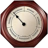 DayClocks Classic Day Clock â€“ Day of the Week Clock - Fun Retirement Gift â€“ Mahogany Wall Clock