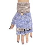Flammi Ladies Girls Knit Fingerless Gloves with Mitten Cover (Pair)