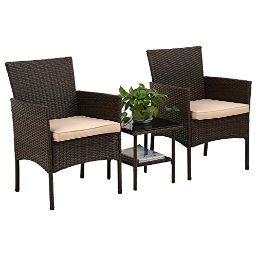 FDW Patio Bistro Conversation Set Wicker Furniture