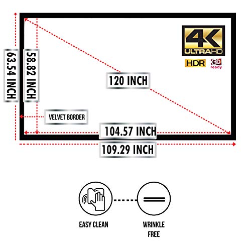 Delux Screens (US Based) 120 inch 4K/8K Ultra HDR Projector Screen