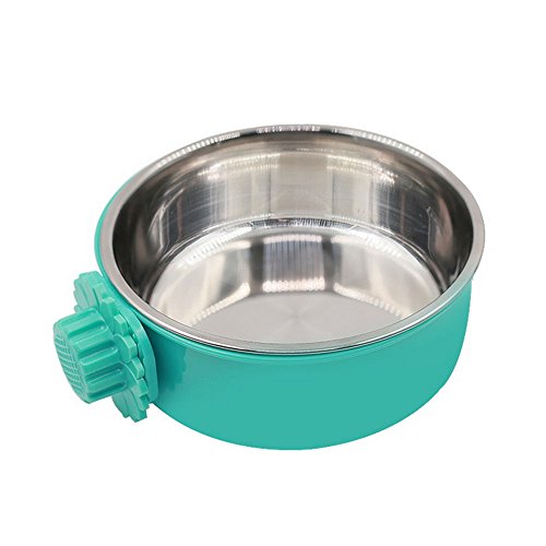 Daycount Pet Feeder Dog Bowl Stainless Steel Food Hanging Bowl Crates Cages Dog Parrot Bird Pet Drink Water Bowl Dish Accessory (S: 4.5''x2'', Green) - Thumbnail 7