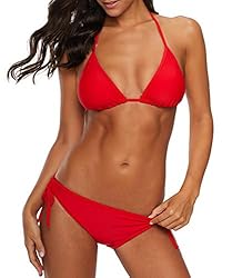 Women's String Two Piece Halter Top Triangle Bikini