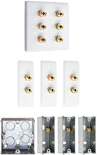 3.0 Audio/AV Surround Sound Speaker Wall Plate Kit White Slimline with ...
