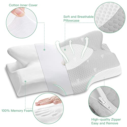 Elviros Cervical Memory Foam Pillow, Contour Pillows for Neck and