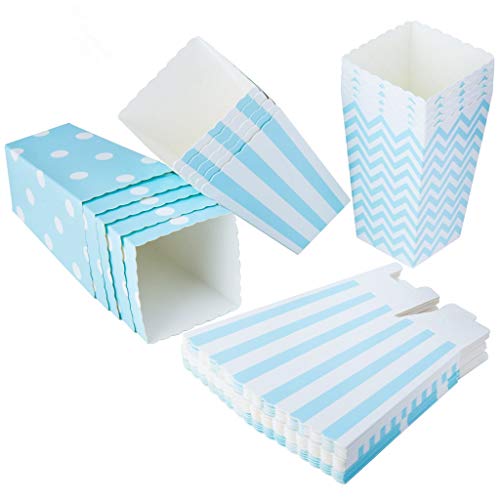 PALMFOX 36 Pcs Popcorn Boxes Cardboard Popcorn Paper Bags Small Snack Candy Containers for Kid Wedding Birthday Party Decoration(Blue)