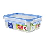 Emsa Clip and Close Storage Rectangle Container with 2 Inserts, 34-Ounce, Blue