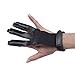 edealing Archery Gloves 3 Finger Handmade Leather Guard Shooting Finger Protector for Compound Bow (Black)