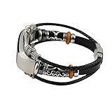 Besde Replacement Leather Wristband Band Strap Bracelet For Fitbit Charge 2 (BK, A)