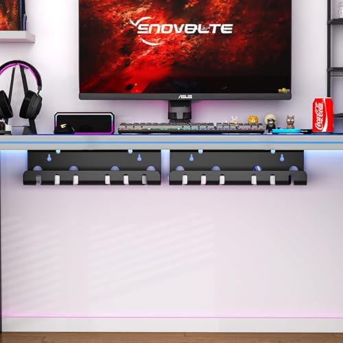 Canalina Passacavi Scrivania 2 Pezzi Metallo Nero con Accessori
