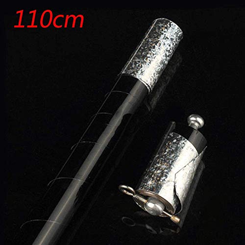 ZWIFEJIANQ Magic Pocket Staff, Magic Wand, 1.1m/1.3m/1.5m Magic Wand for Professional Magician Stage Performance, Magician Hoop Gold Black Silver Staff Stage Wand (110cm, Black)