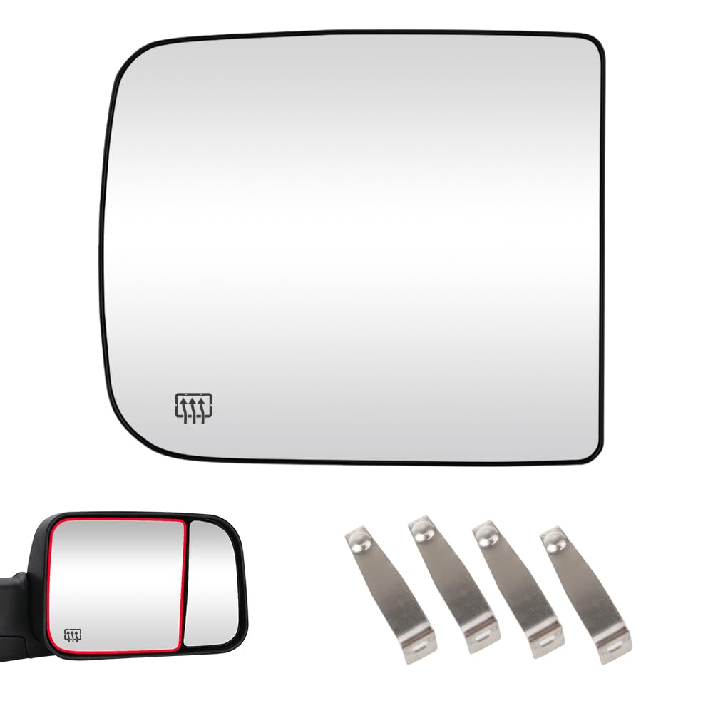 Photo 1 of Senzeal Passenger Side Tow Mirror Glass Heated Tow Mirrors Replacement for Dodge Ram 1500 2500 3500 4500 5500 2009-2020 with Rear Holder 68067726AA (Right Side)