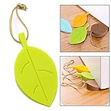 Topoint Silicone Door Stopper Wedge Finger Protector, 4 Pack Premium Cute Colorful Cartoon Leaf Style Flexible Silicone Window/Door Stops set with Lanyard for Home Garden Office