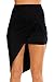 Simlu Womens Drape Up Stretchy Asymmetrical High Low Short Mini Bodycon Pencil Skirt, Black, Medium