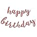 Happy Birthday Banner, Rose Gold, Birthday Party Decorations, Happy Birthday Cake Topper
